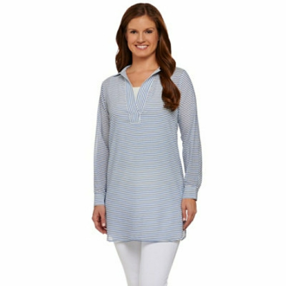 Black & White C. Wonder Striped Sheer Tunic New 8